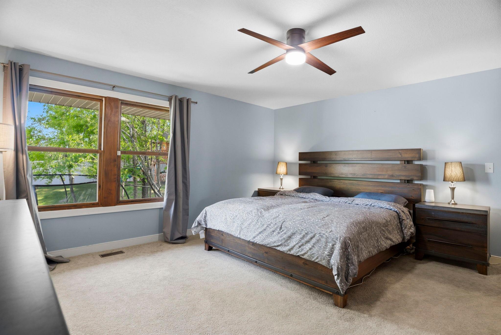 Large primary shown with a king sized bed.