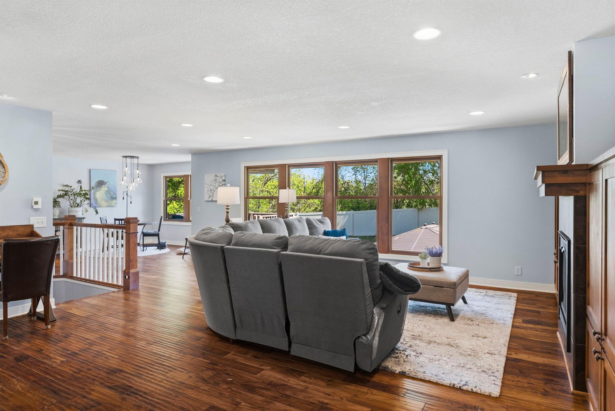 Oversized windows light up the living area.