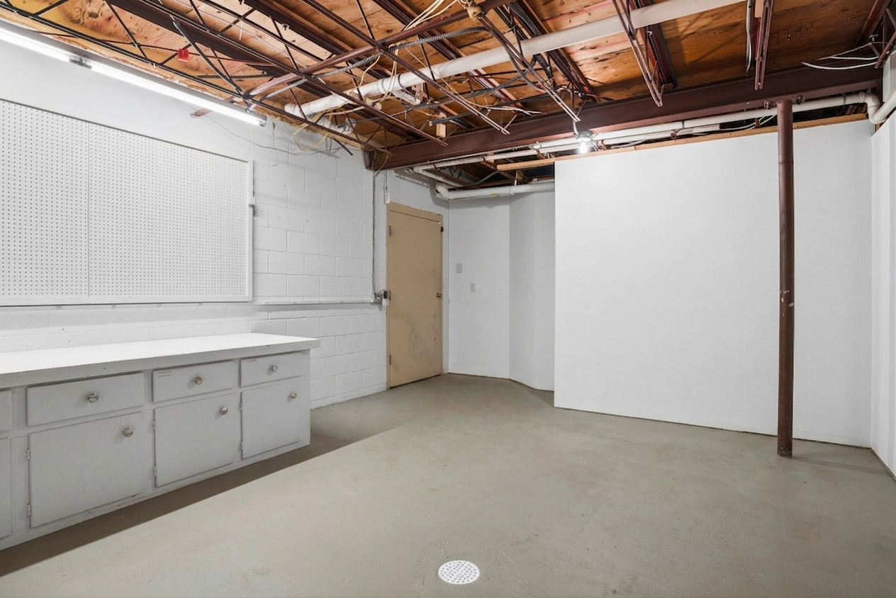 Fantastic workshop off the lower garage. Would make an awesome mudroom or hockey gear room.