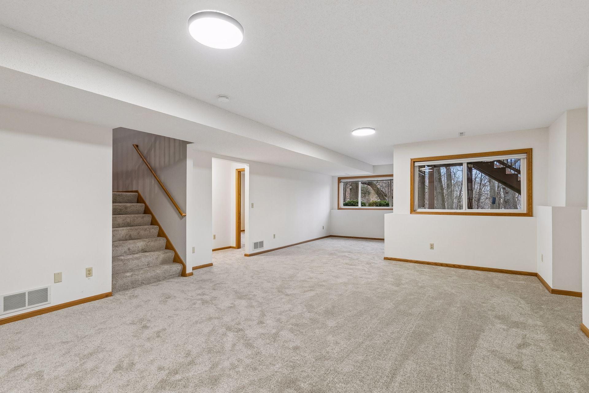 downstairs you have a lot of finished space to work with