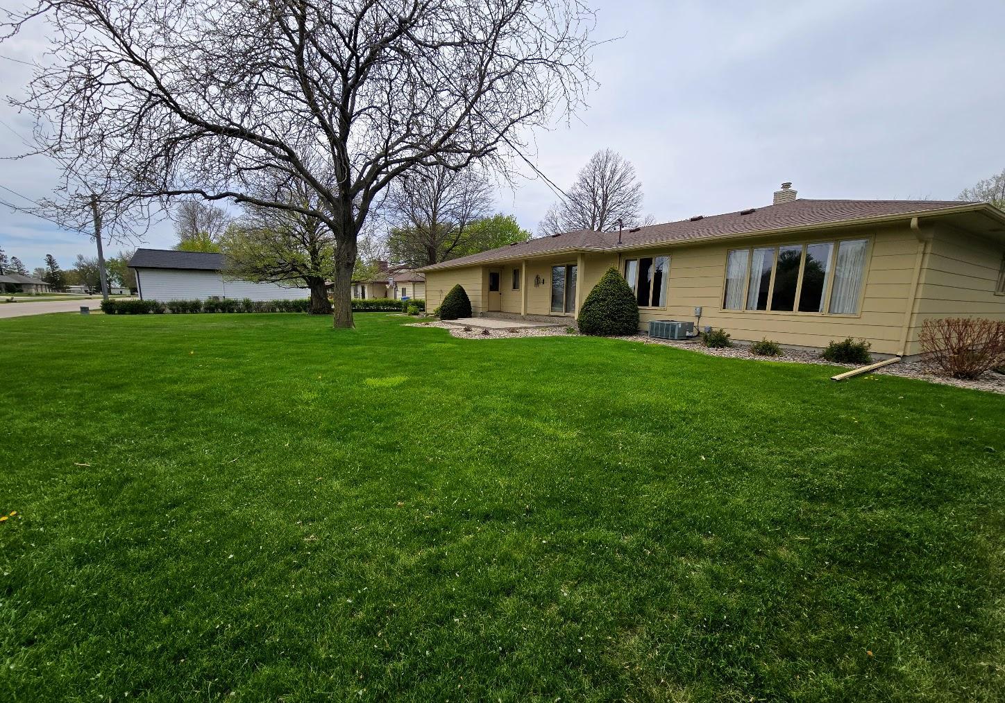 Backyard that faces east towards the golf course