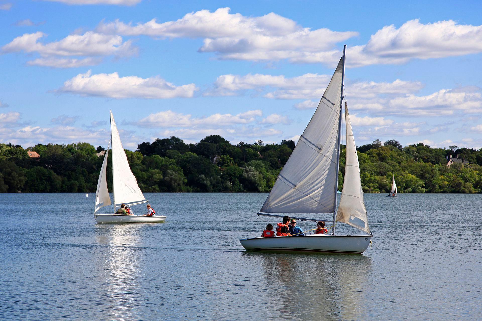Lake Harriet is a popular lake for daily walks, summer swimming, paddling, day sailing, youth programs, ice fishing, and seasonal events throughout the year for all ages.