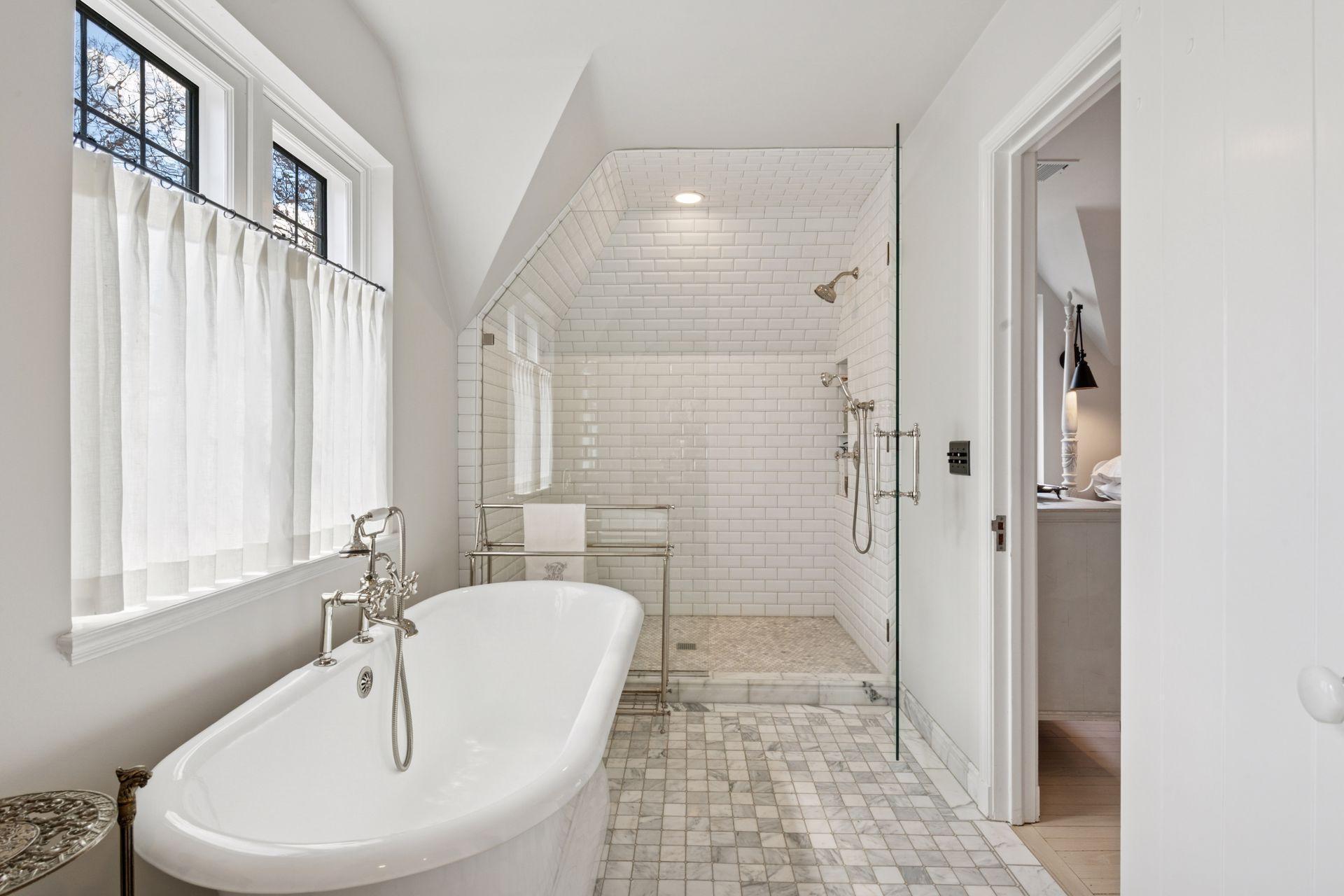 Primary bath walk-in shower.