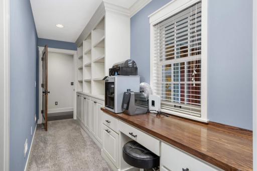 You can close off the secondary bedrooms from the rest of the main floor. The built-ins are a great spot for displaying collections, photos, and books, and a homework or project area.