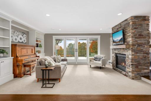 What a view, it's as if the nature setting outside the French doors is a piece of art.