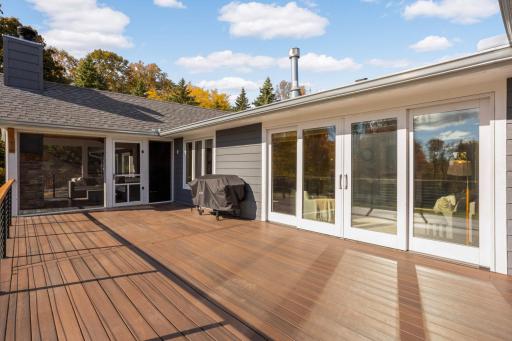 Access the maintenance-free deck from the primary bedroom, living room and screened porch.