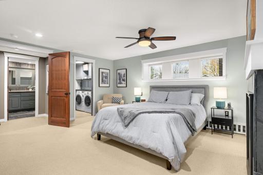 This suite is the bee's knees with its grand double-door entry, its own laundry space and elegant luxury.