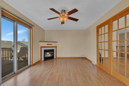 Sunroom with fireplace