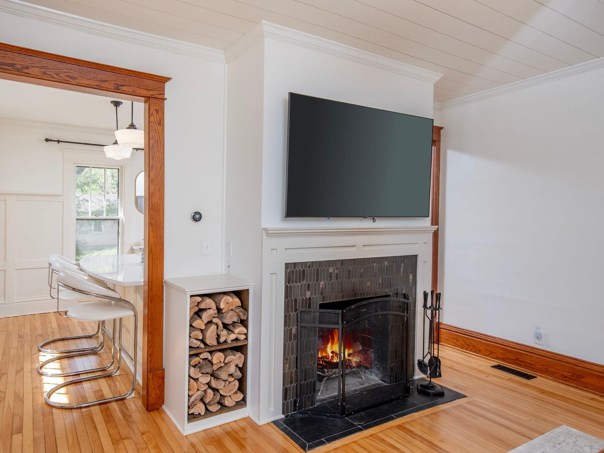 Woodburning fireplace