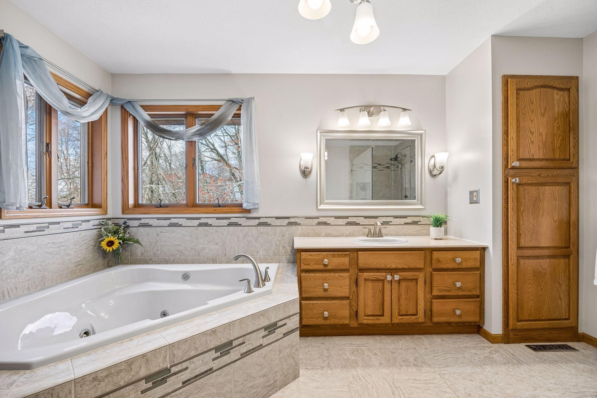 Another view of the primary bath with great layout and space.