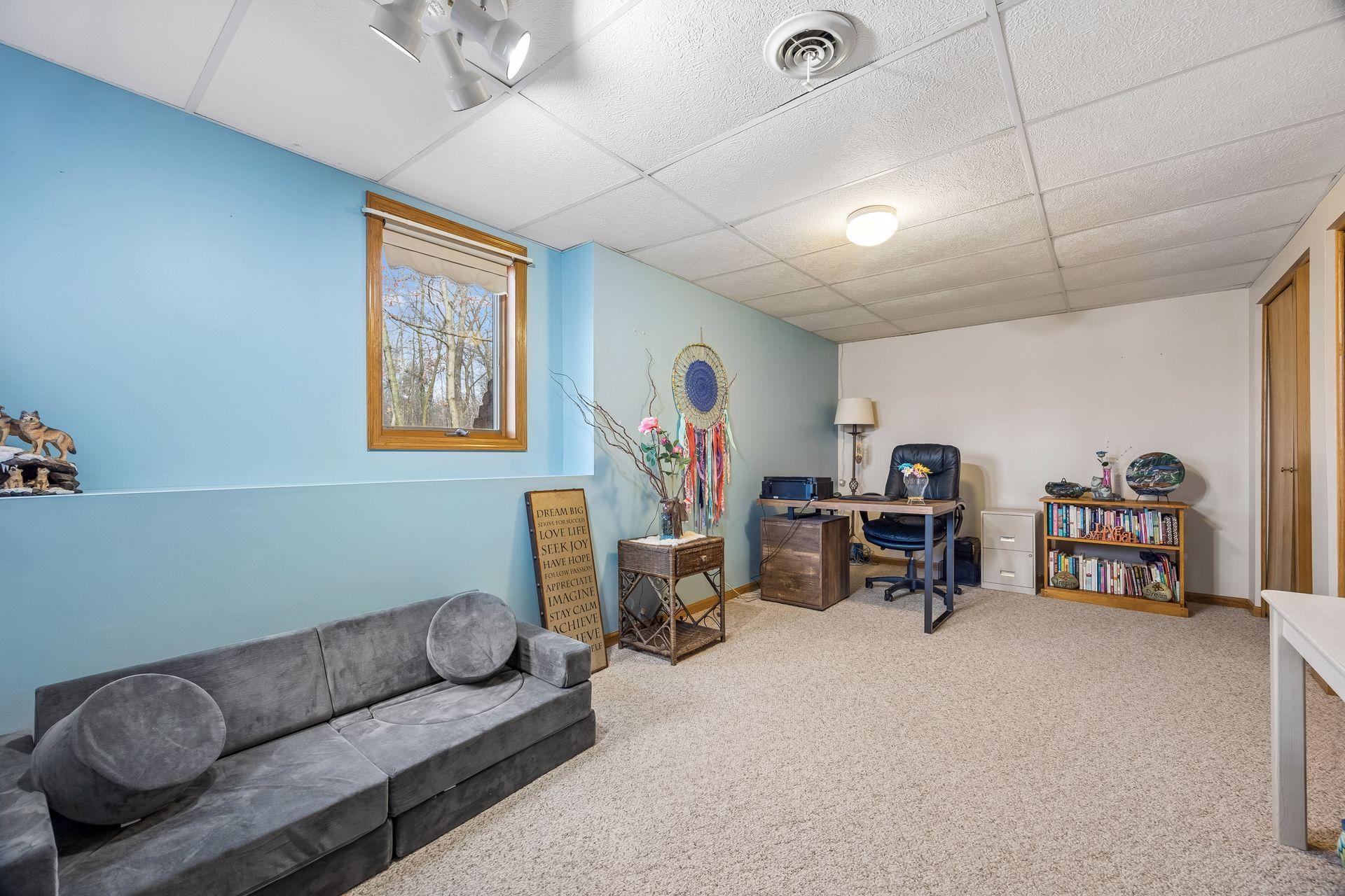 Lower level bedroom—currently used as an office.