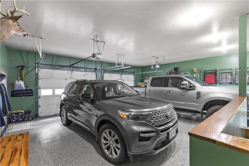Attached garage with in-floor heat. Finished and floors are professionally coated