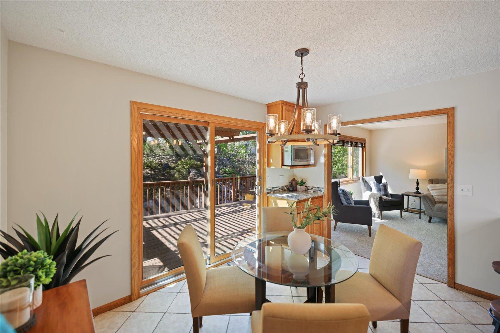 Large deck off kitchen