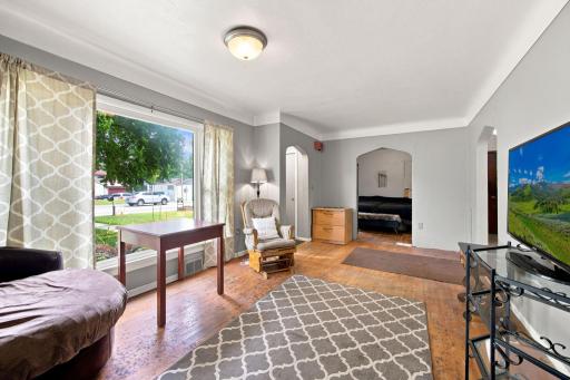 Living room with main floor bedroom