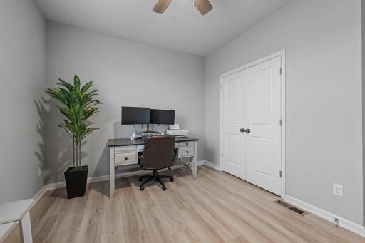 Main floor bedroom can be used as an office space, bedroom, playroom, exercise area, etc.