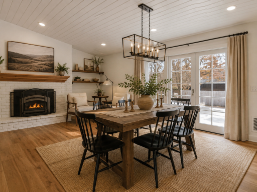 Staged formal dining space potential