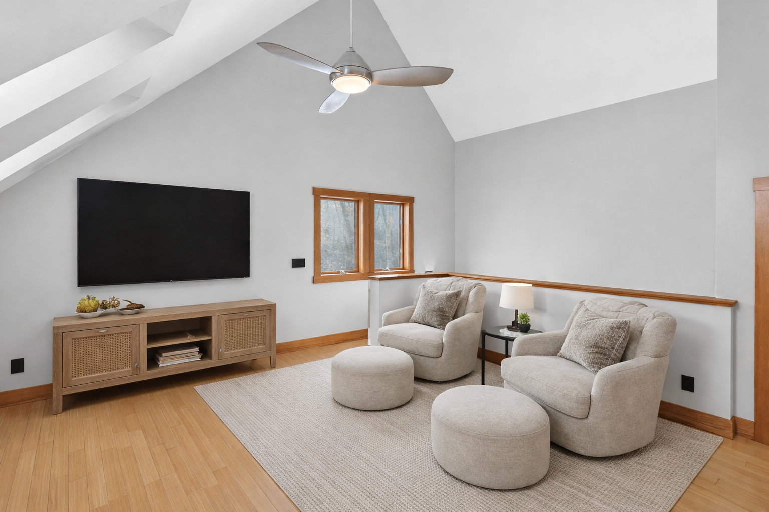 Loft on second floor with three skylights and bamboo flooring. 1 Lanesboro Furnished.png