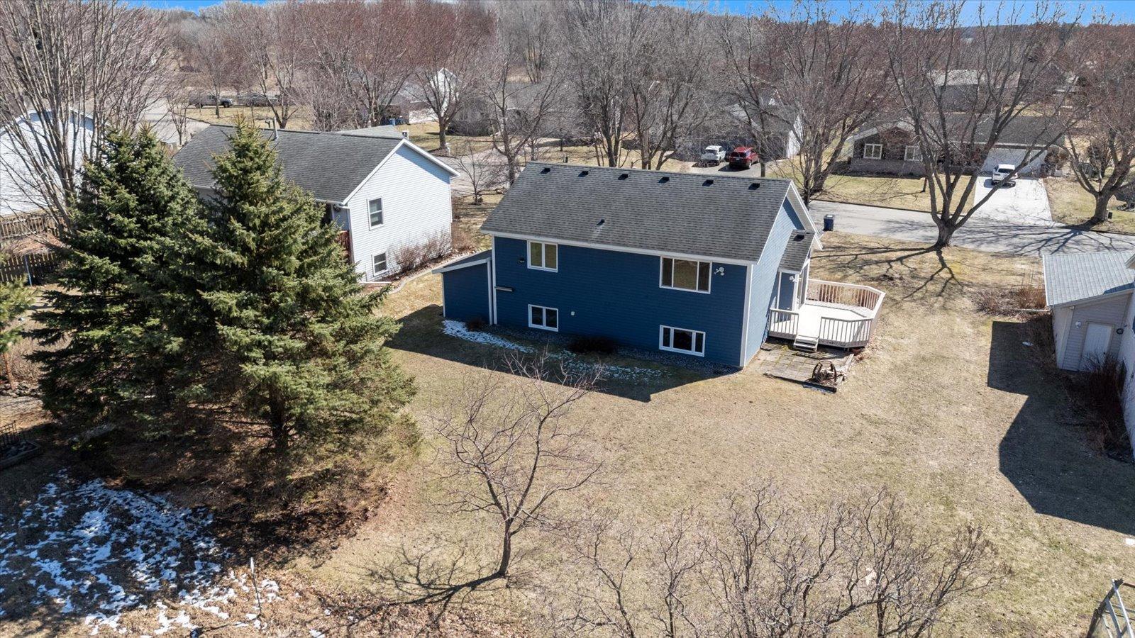 Aerial view of the home from the back
