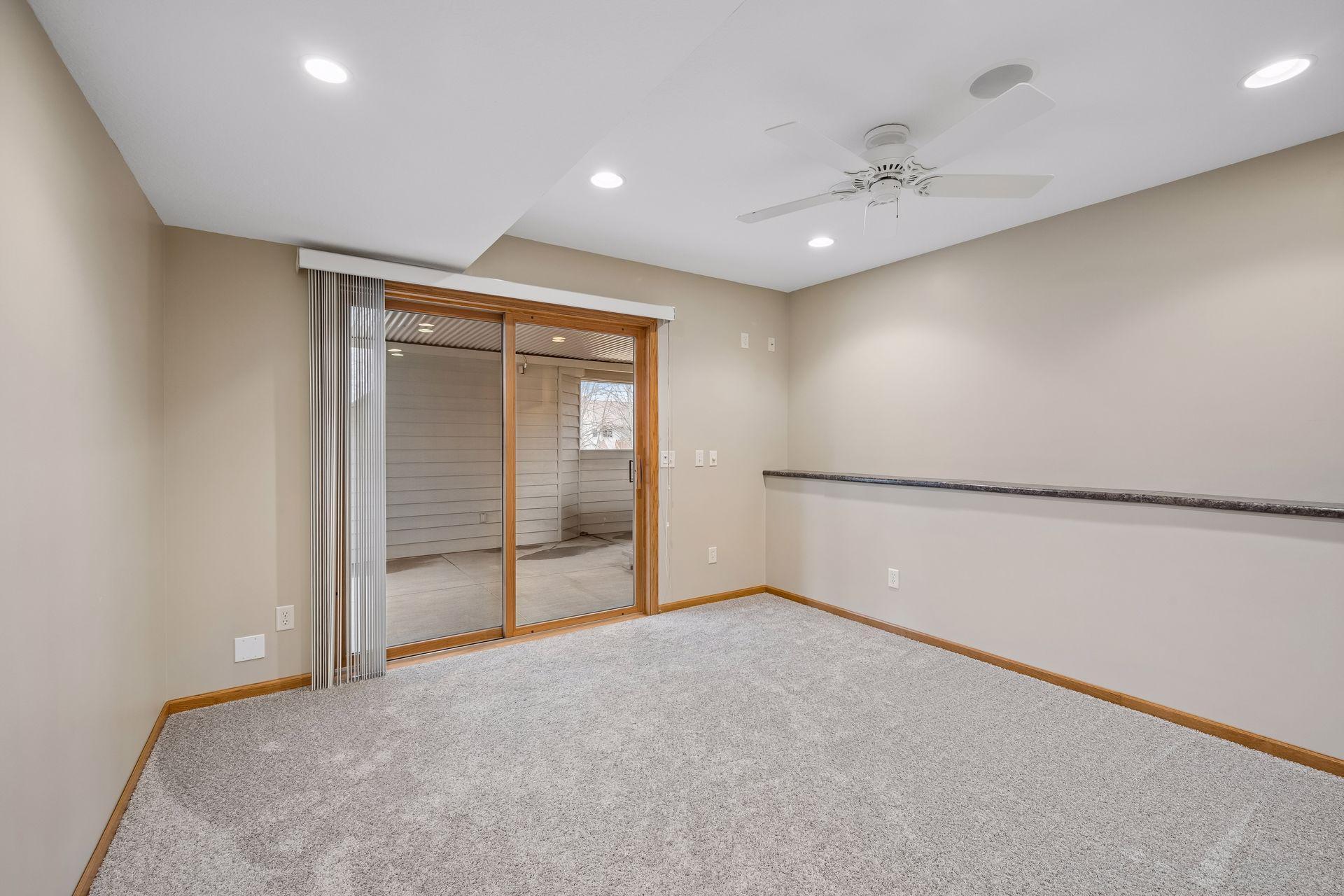 Lower level exercise room with walk out