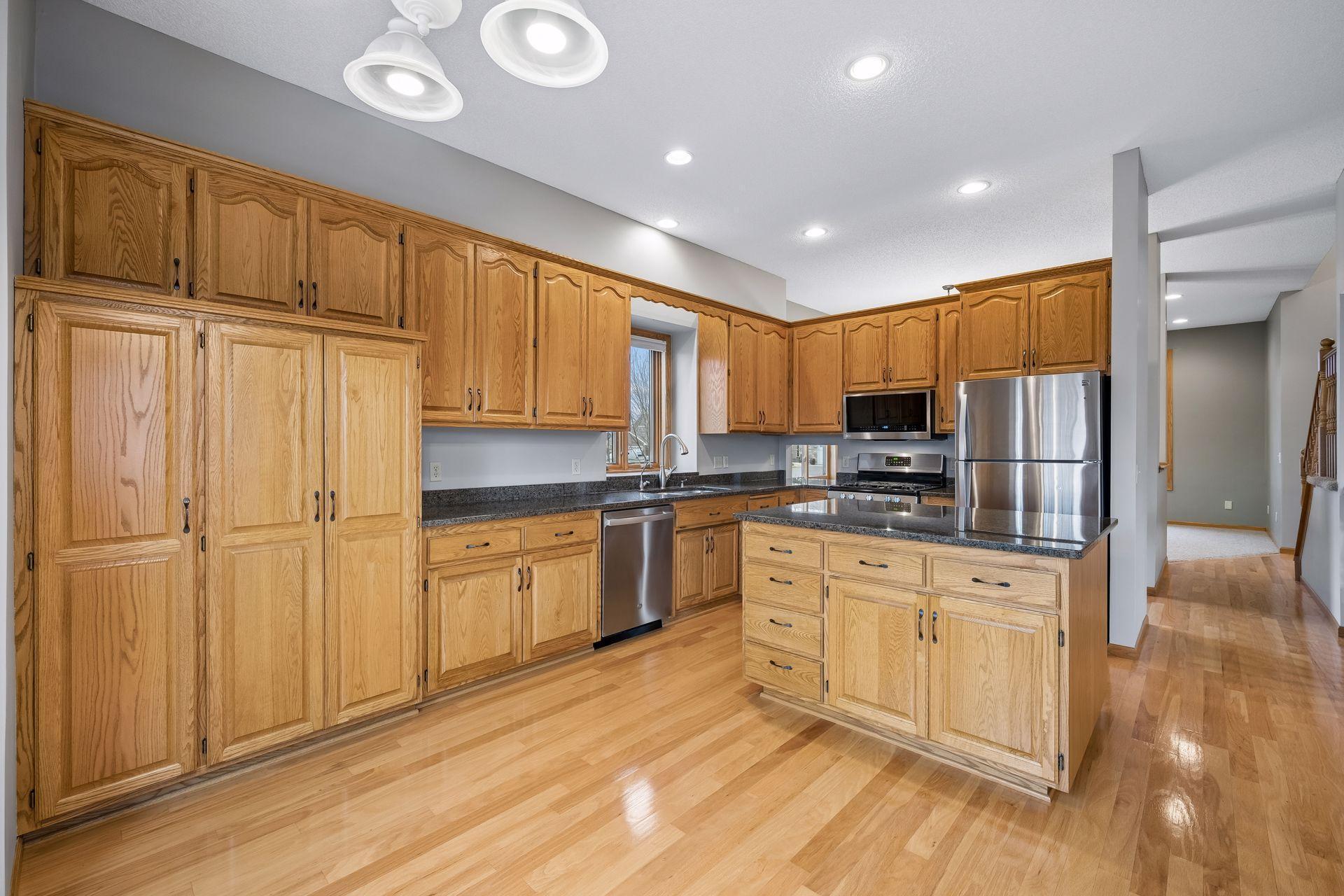 Plenty of cabinet storage in this large kitchen