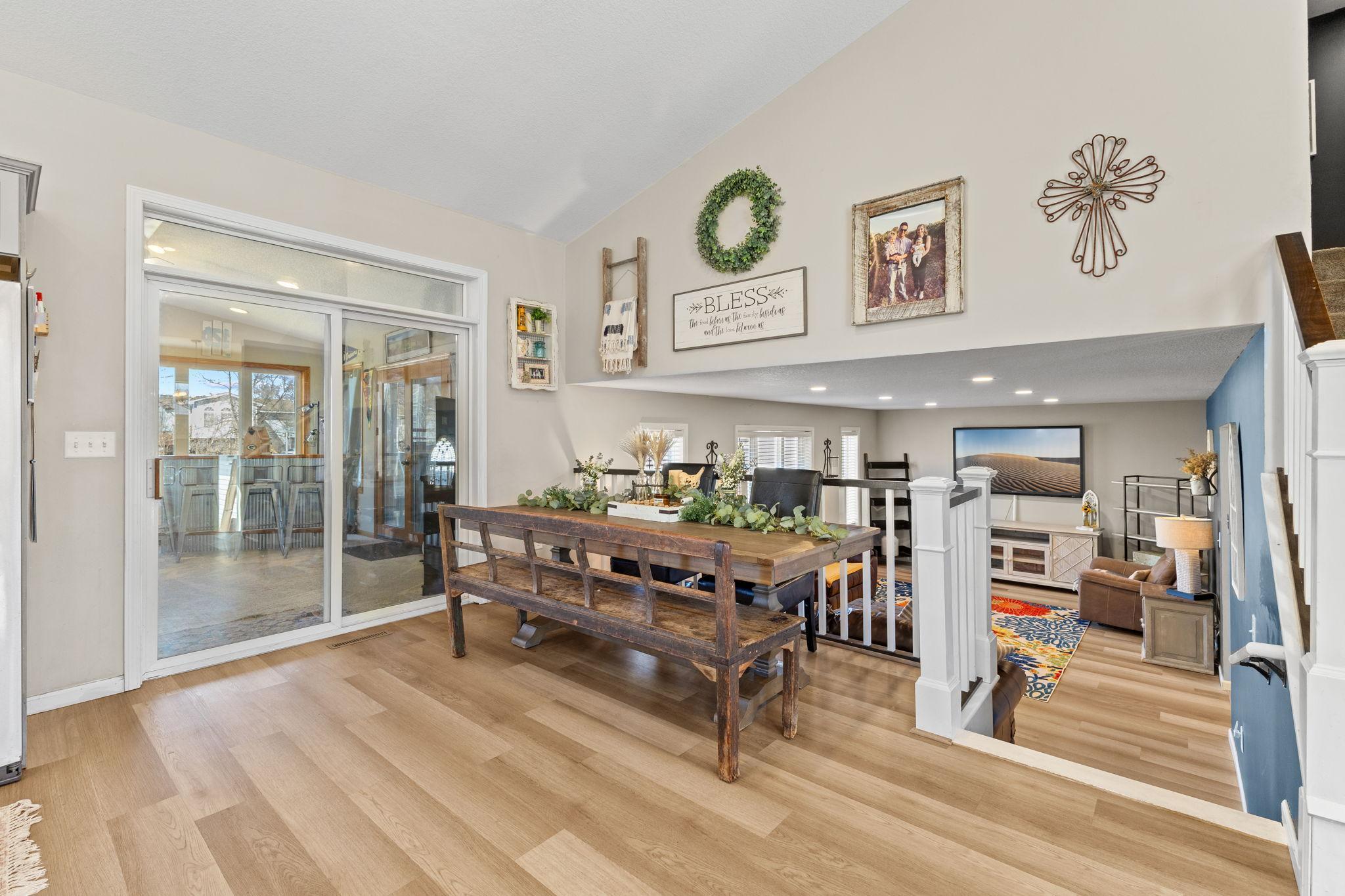 The dining area is open to the kitchen and can easily accommodate formal meals and larger gatherings.