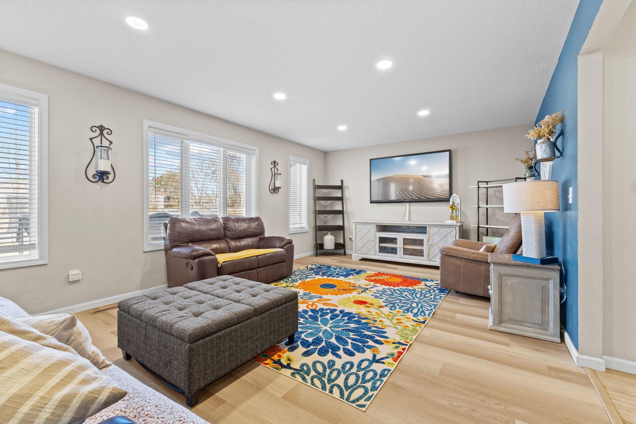 The family room provides another space for entertaining or relaxing!