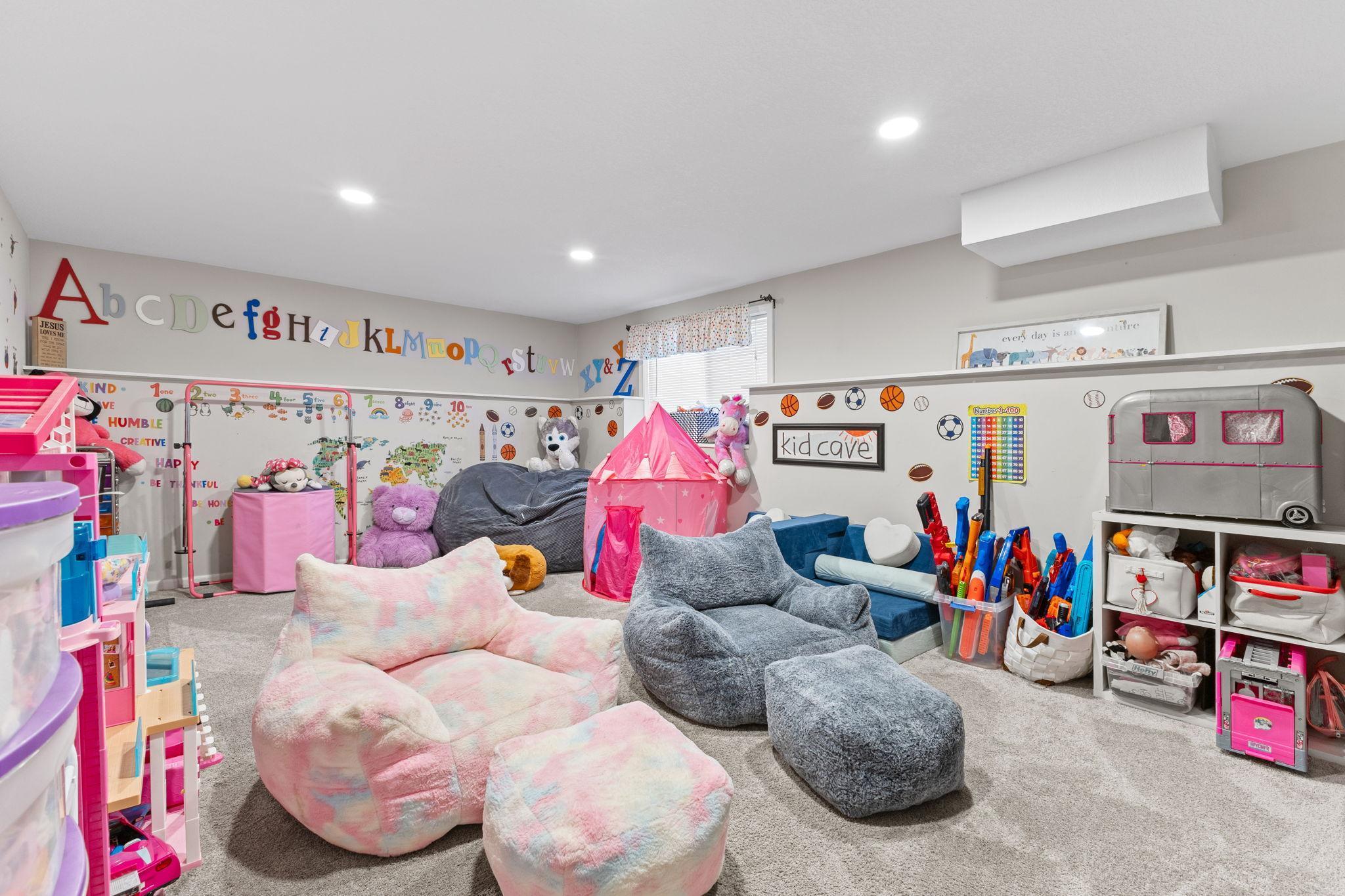 The fourth level is partially finished with a versatile recreation room.