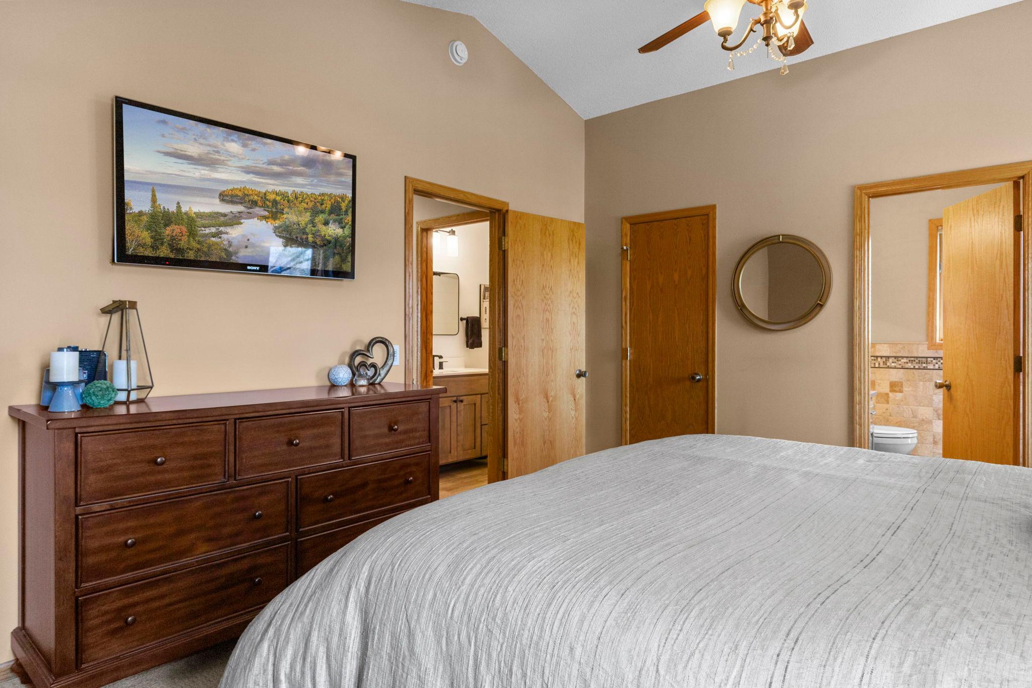 Primary Bedroom view into hall and ensuite, 20585 Georgia Ave Pl N