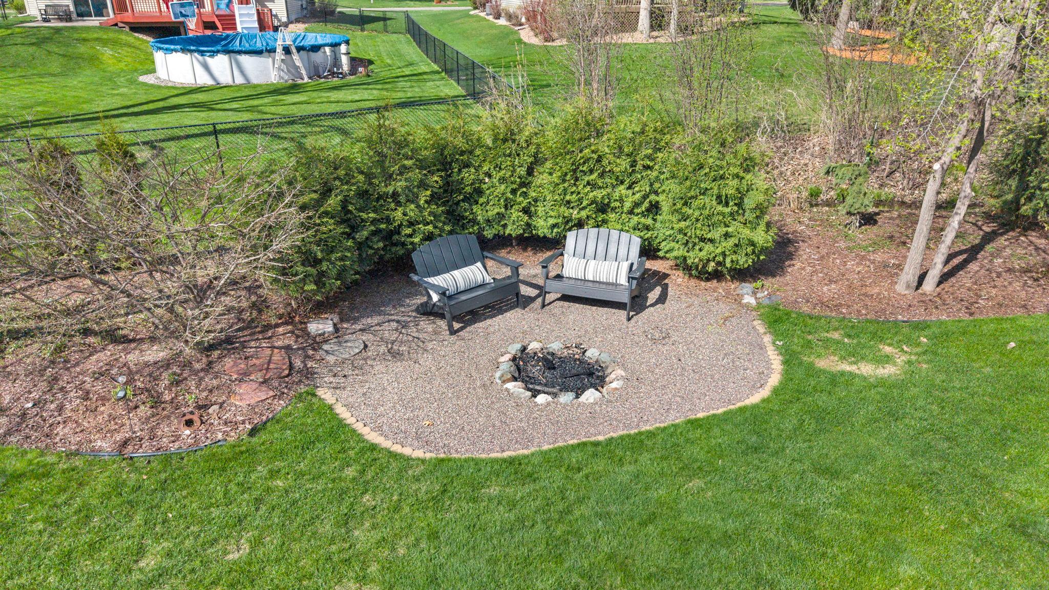 Aerial firepit view, 20585 Georgia Ave Pl N