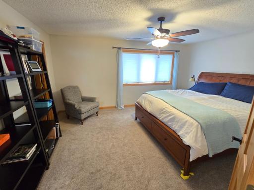 Large primary bedroom with walk in closet