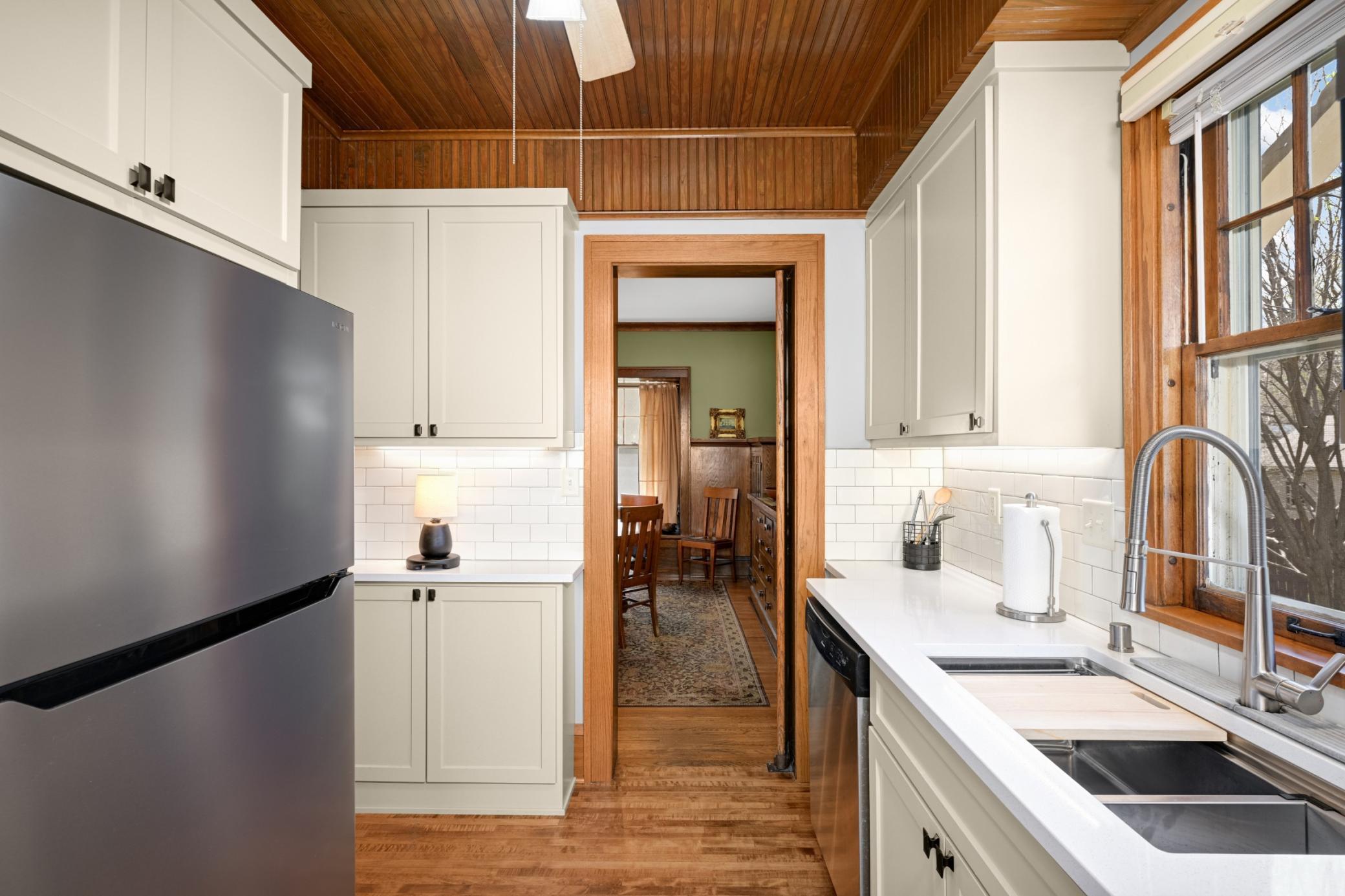kitchen door leading into dining room