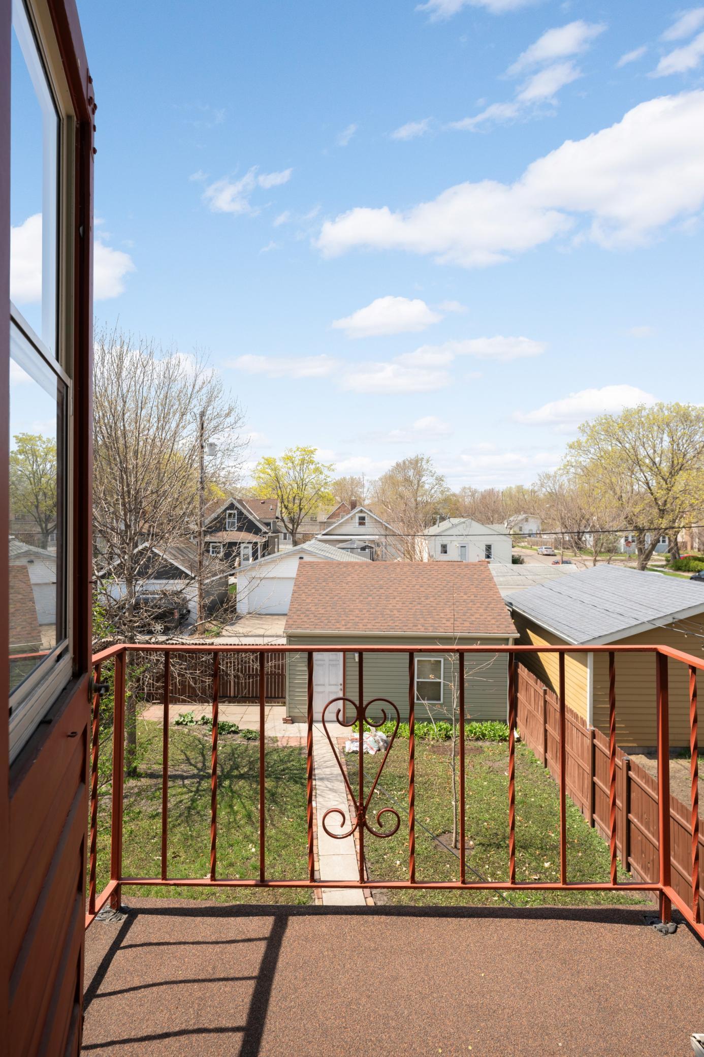 balcony over looking backyard