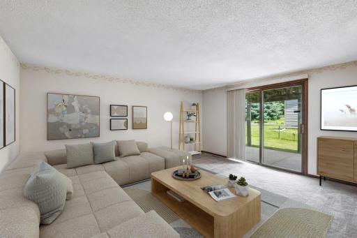 Here is the family room, virtually staged. Movie night, yes please!