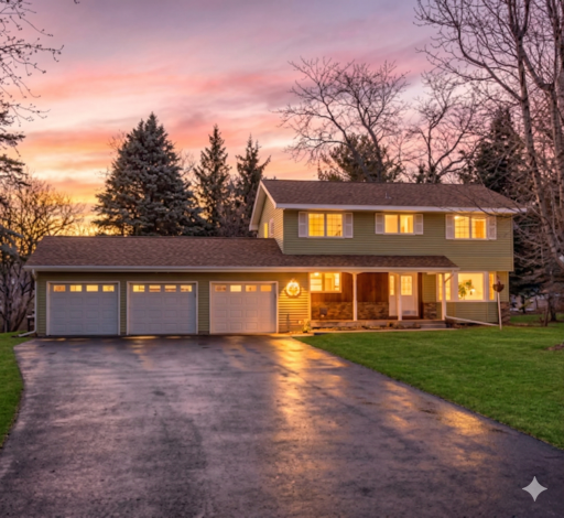 AI Image, Looking forward to Spring! Classic two-story charm set on a Desirable 1 Acre Lot with Mature Trees, Open Space and Privacy!
