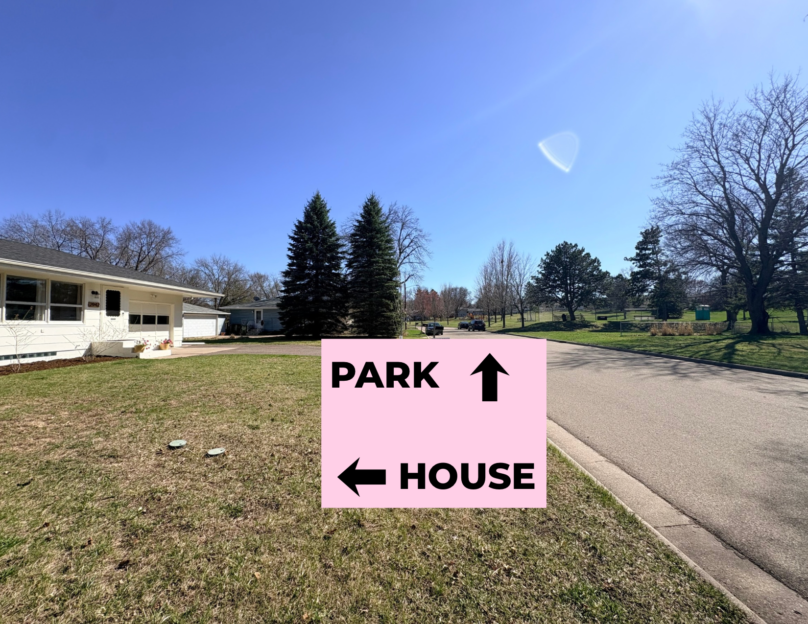 Right across the street from a city park!