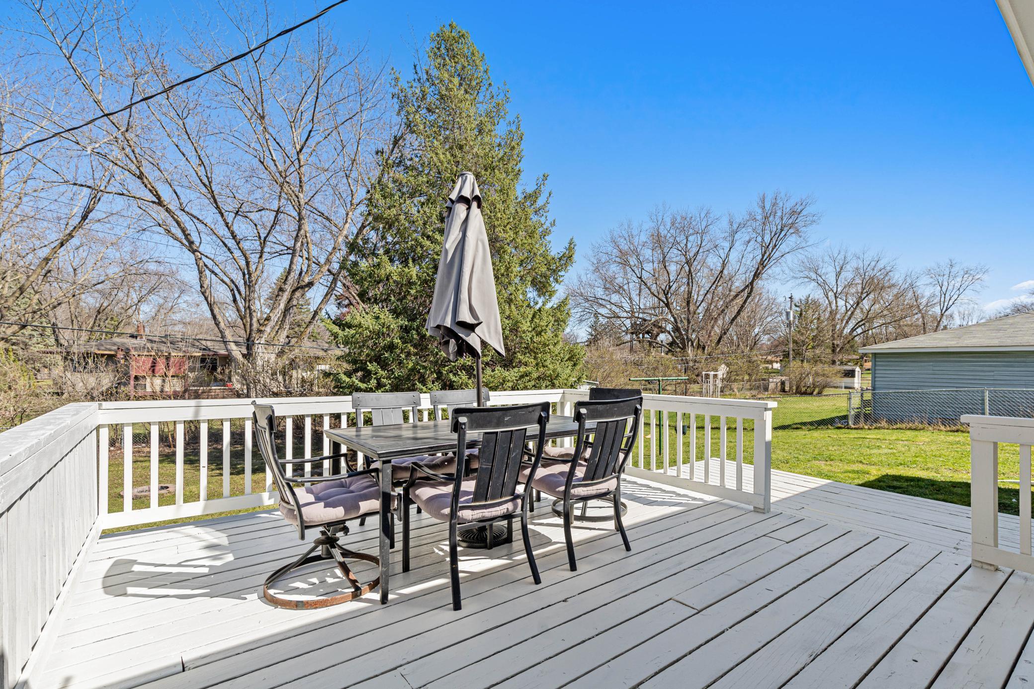 Newly painted double tiered deck