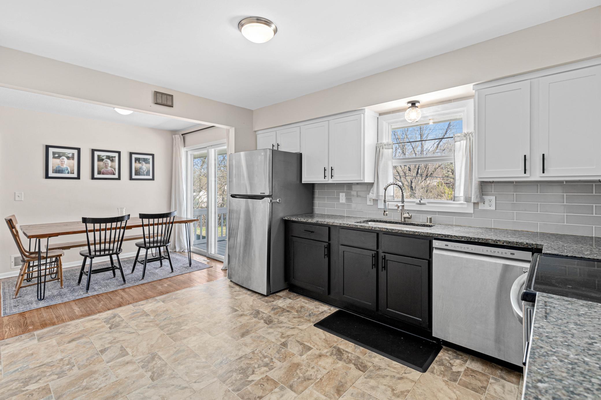 Kitchen with stainless steel appliances