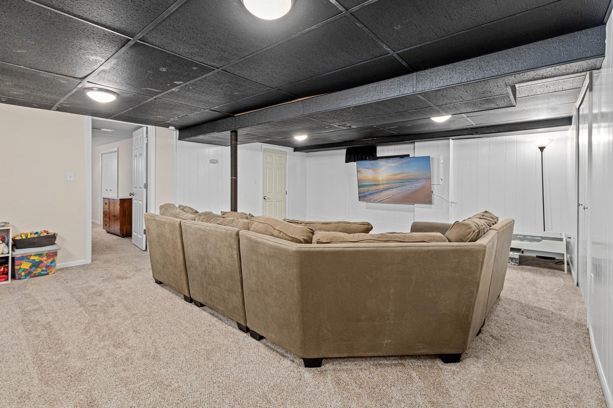 Large and open basement level family room