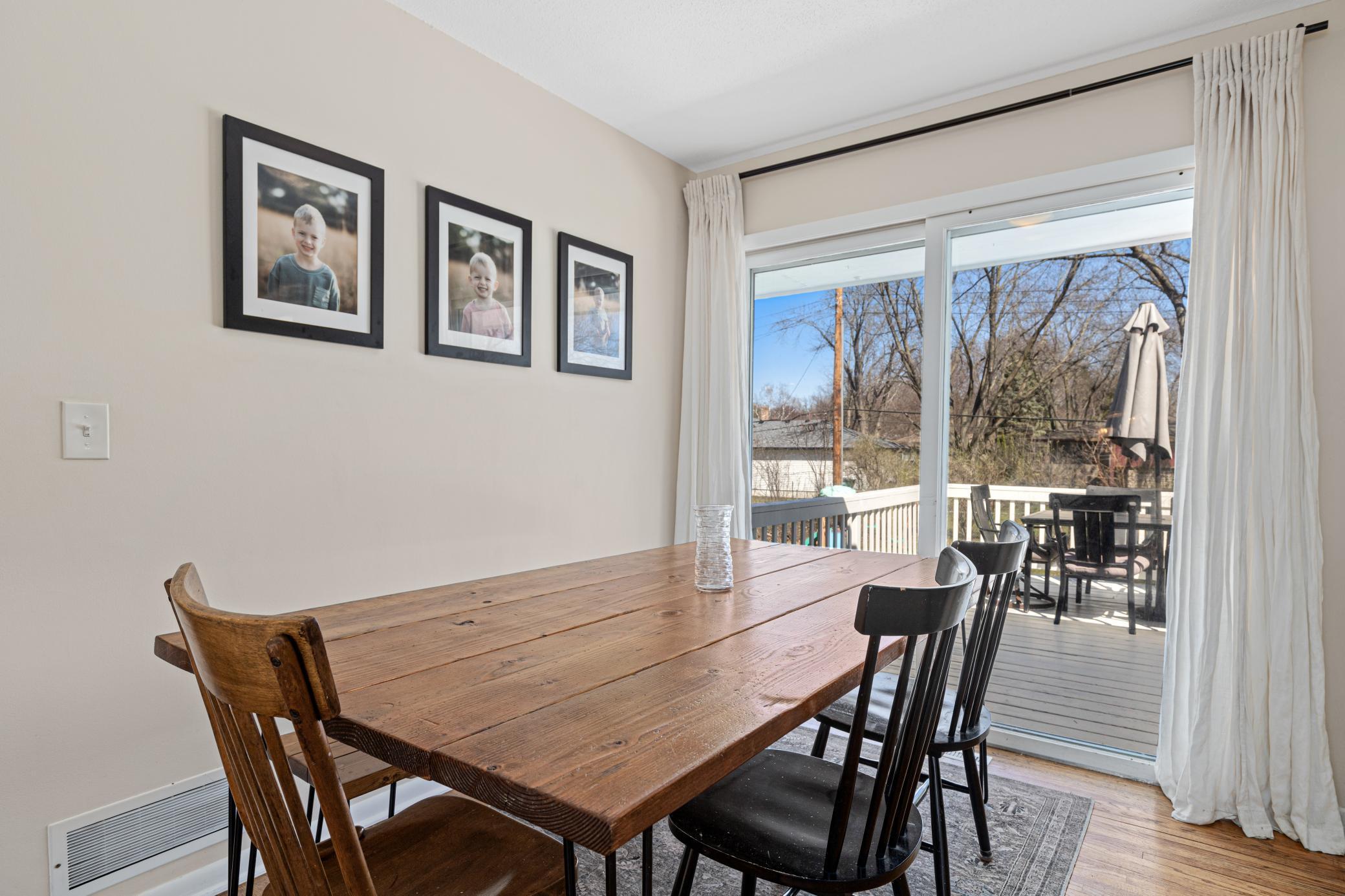 Dining room has access to the deck