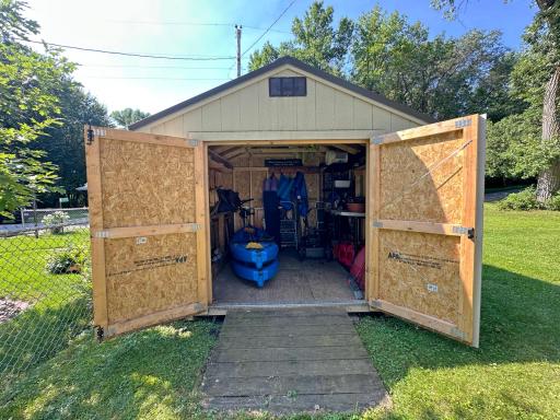 This spacious storage shed is ideal for keeping all your lake gear, tools, and outdoor equipment organized.