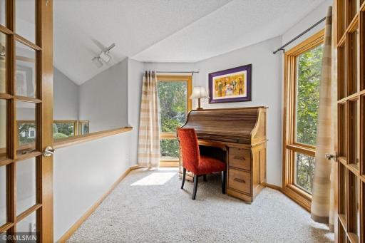 Upper Loft is a cozy and light filled addition to the primary bedroom.
Virtually staged.