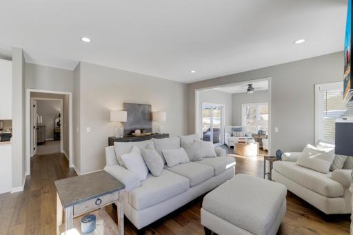 Another view of the main level living space as it opens into the sunroom.