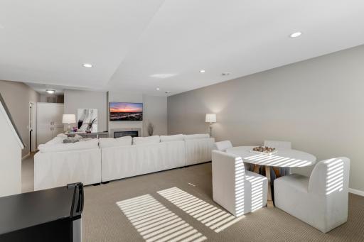 This space overs a ton of options from movie night, to game night to hosting friends and family.