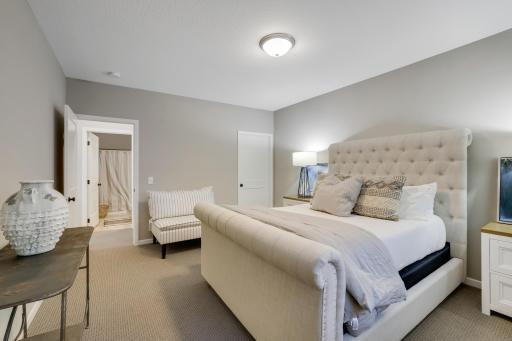 A spacious room that features a walk-in closet and is adjacent to the lower level full bathroom area. Your guests are going to love it!