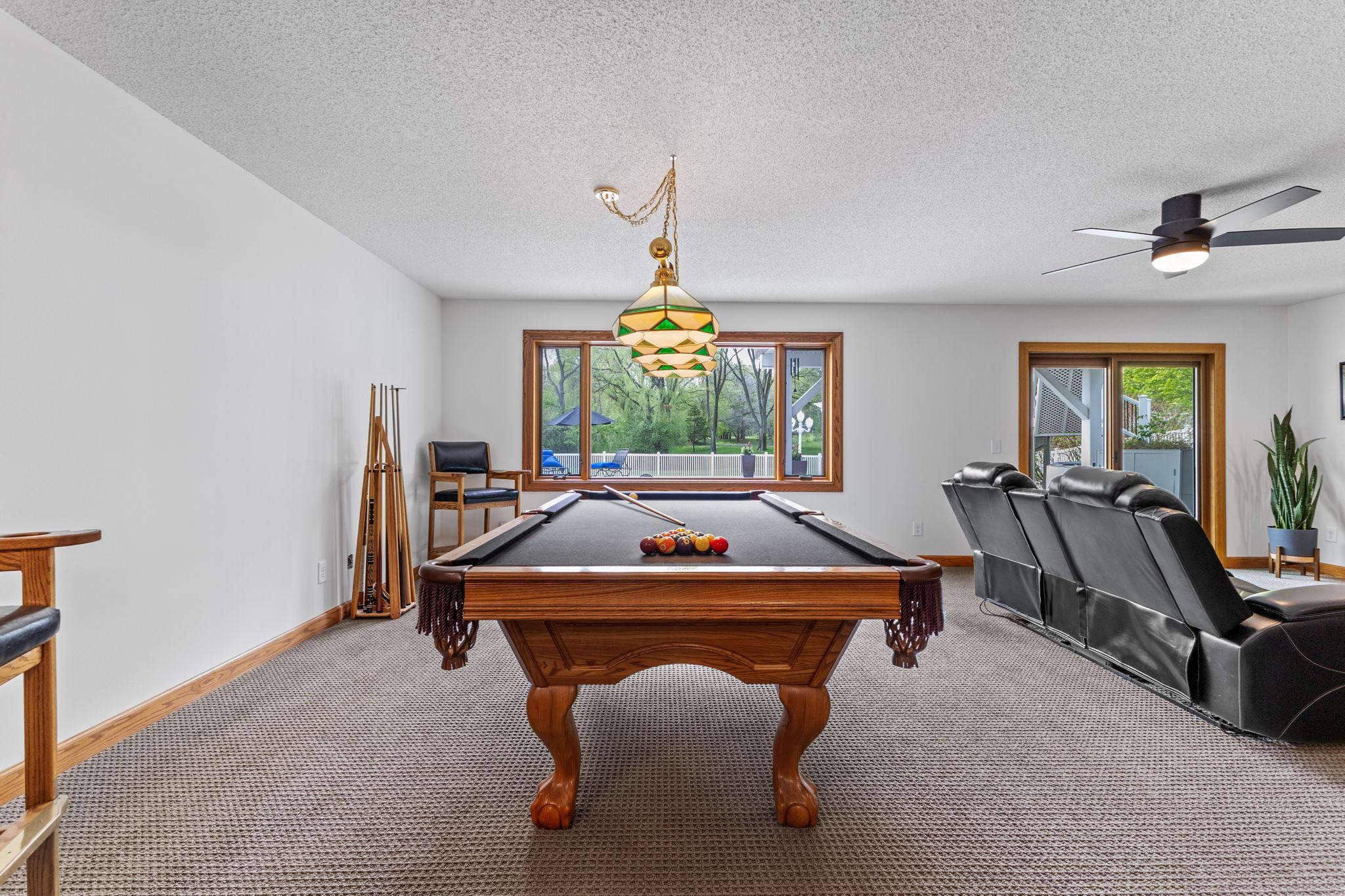 Plenty of room for cozy movie nights or setting up a pool table and your favorite games!