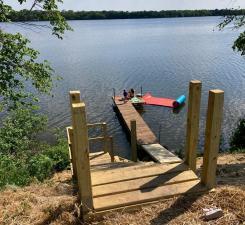 Just a few steps to a refreshing jump in the lake!