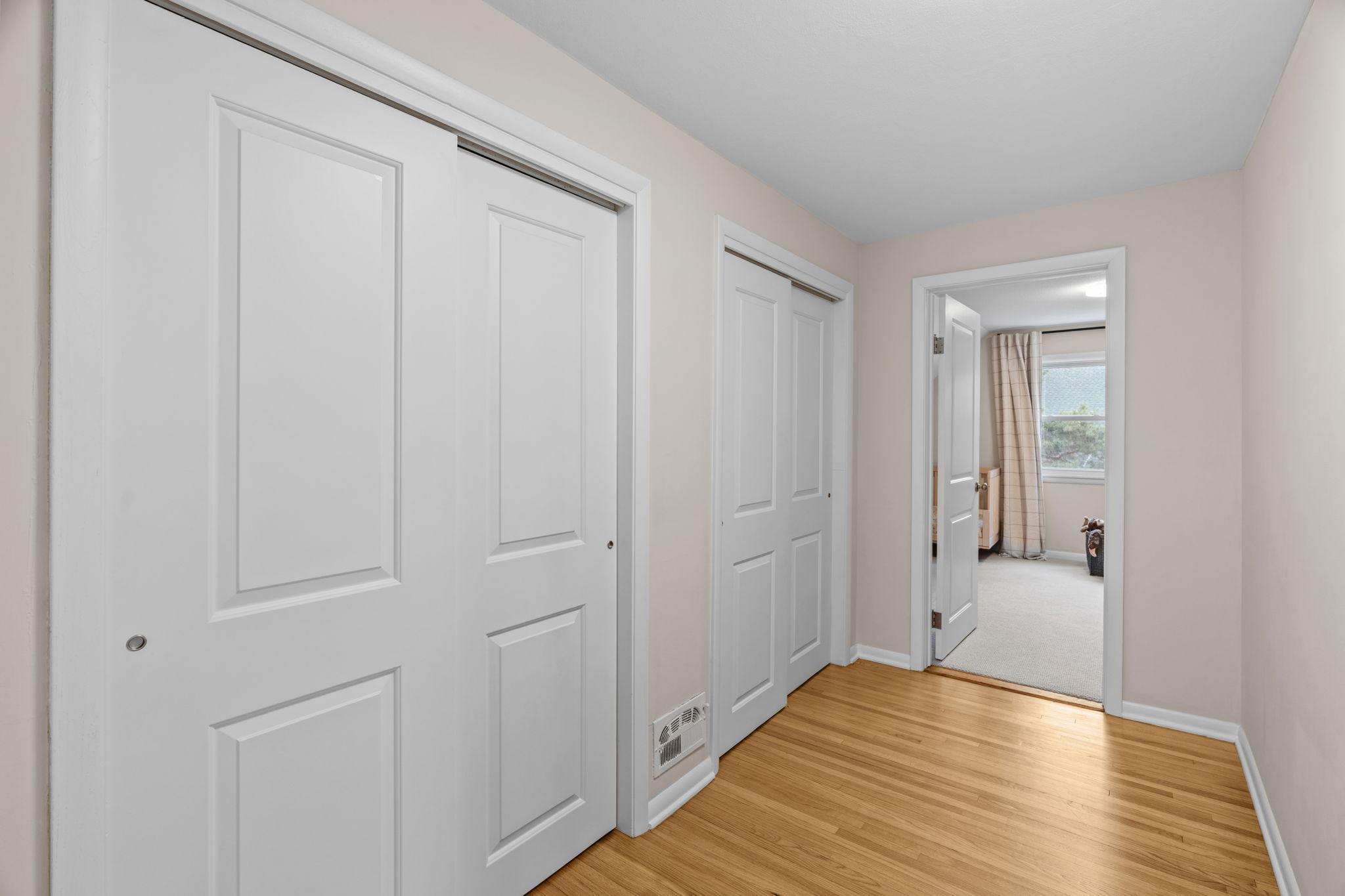 Upstairs Storage and wide hallway