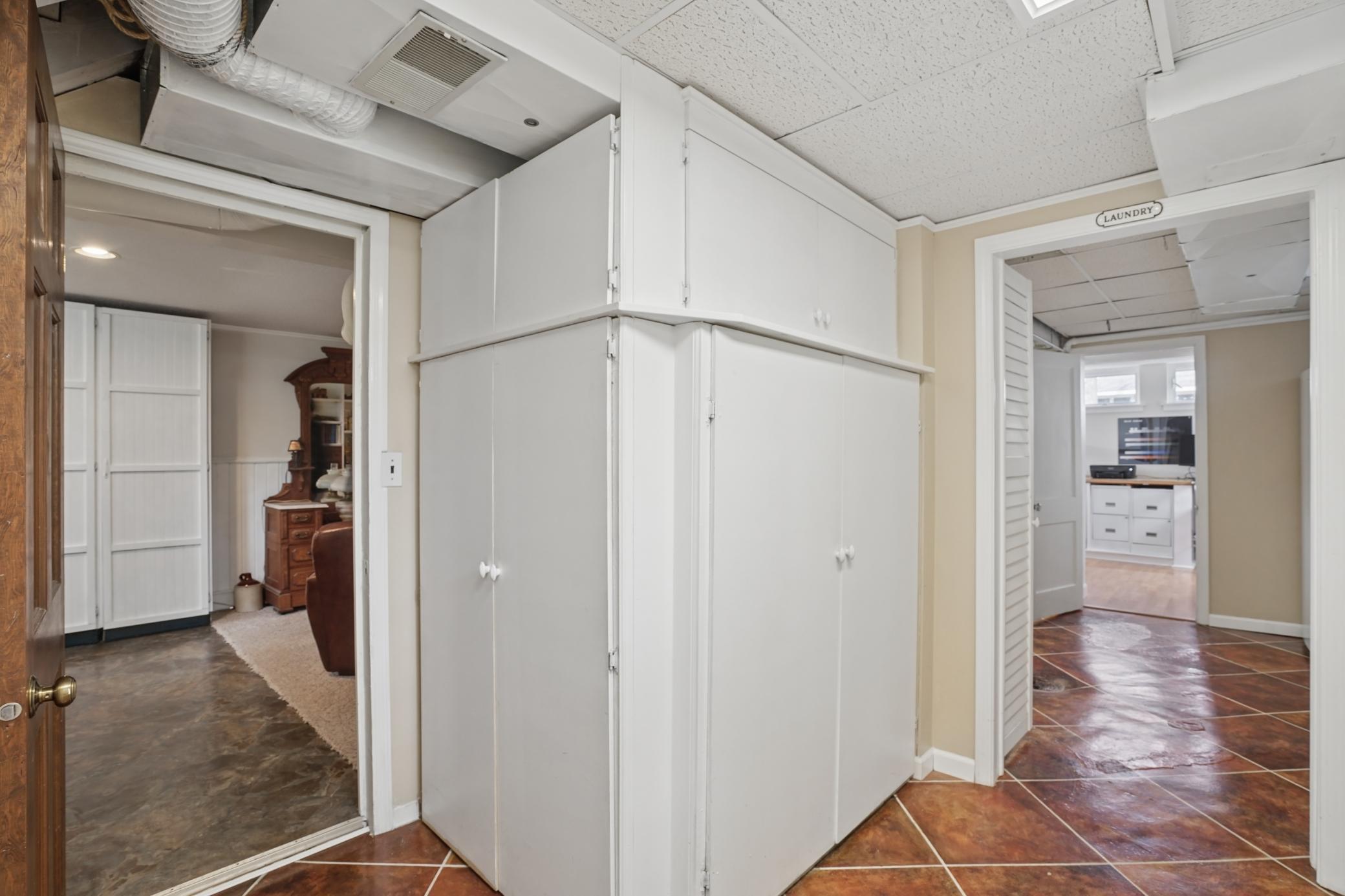 Storage closets in basement