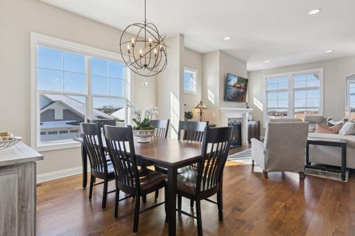 Dining area flows with the living space. Open feel throughout the entire home! Great views from all angles.