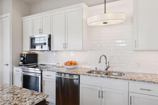 Counter space throughout the kitchen, great for cooking, hosting, coffee maker, etc.